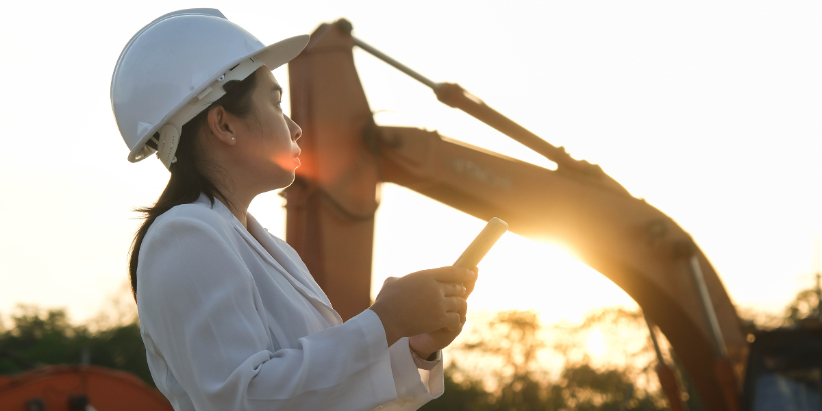 An engineer inspecting a construction site